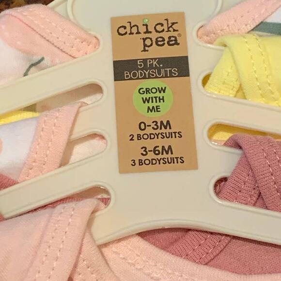NWT Chick Pea 5 Piece Baby Grow With Me Bodysuits - Sizes 0/3-3/6 months - Picture 11 of 12
